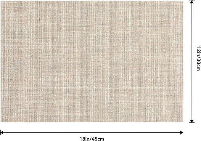 Leetaltree Beige Placemats Set of 24 - Heat Resistant Non-Slip Place mats for Dining Table, Washable Durable PVC Vinyl Woven Table Mats(Beige, 24) - Image 7