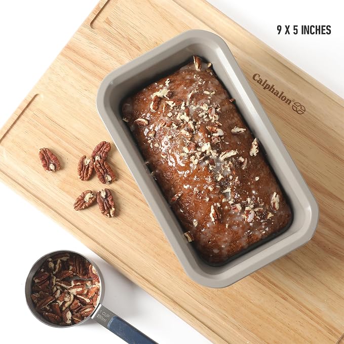 Calphalon Legacy 9 x 5 Inch PFA Free Nonstick Loaf Pan Baking Dish in Taupe, Heavy Gauge Steel Bakeware for Even Heat Distribution, Oven Safe Bread Pan for Cakes, Loaves, Meatloaf - Image 3