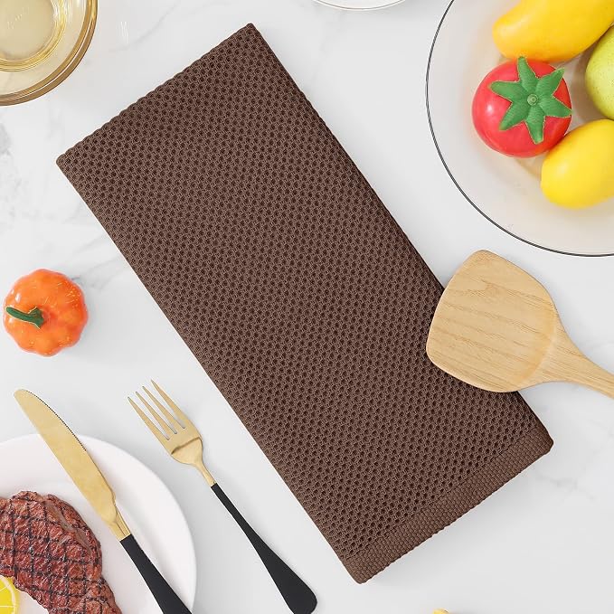 Homaxy 100% Cotton Waffle Weave Kitchen Dish Towels 18-Pack, Coffee | 13 x 28 Inches, Ultra Soft Absorbent Dish Towels, Quick Drying Cleaning Towels - Image 7