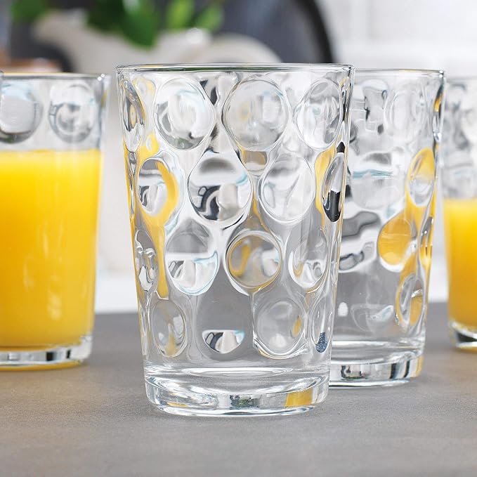 Home Essentials Drinking Glasses Set of 10 Juice Glass Cups, 7 oz Glassware, Inner Circular Lensed Small Glasses. Ideal for Juice, Milk, Water; Dishwasher Safe. - Image 7