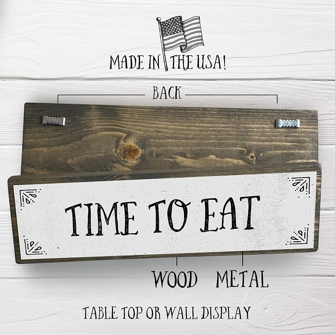 Kitchen Wood Signs (Medium - Wood And Metal, Time To Eat) - Image 2