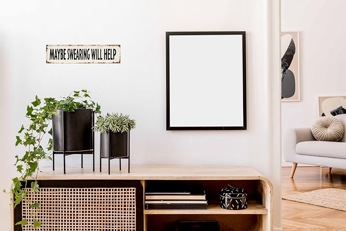 Maybe Swearing Will Help Metal Sign 4x16in Humorous Plaque for Workshop Office Wall Decor - Image 4