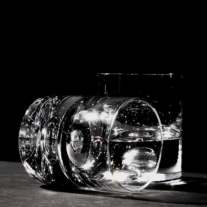 LEMONSODA Crystal Bubble Base Whiskey Glass Tumbler - Set of 32 - Thick Weighted Bottom - Unique Design - Great for Scotch Whiskey, Old Fashion, Manhattan, Bourbon & Cocktails (2042)