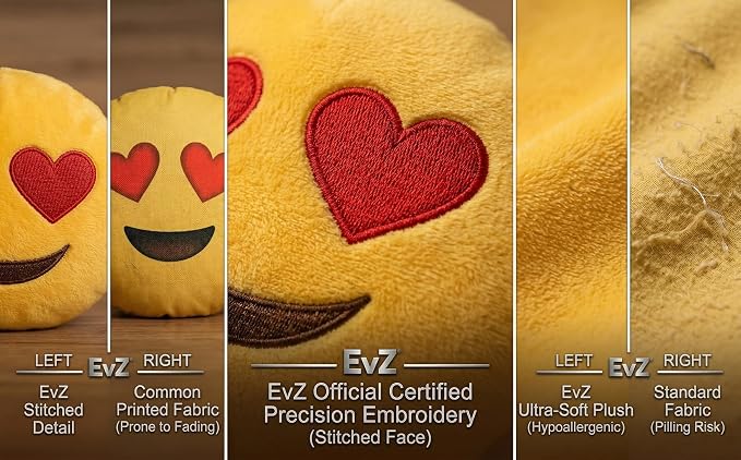 EvZ Official Certified Blankly Emoji Pillow - 32cm Large Soft Plush Expressionless Smiley Face Emoticon Cushion - Funny Decorative Stuffed Toy for Minimalist Decor, Office Humor & Gag Gift (Yellow) - Image 3
