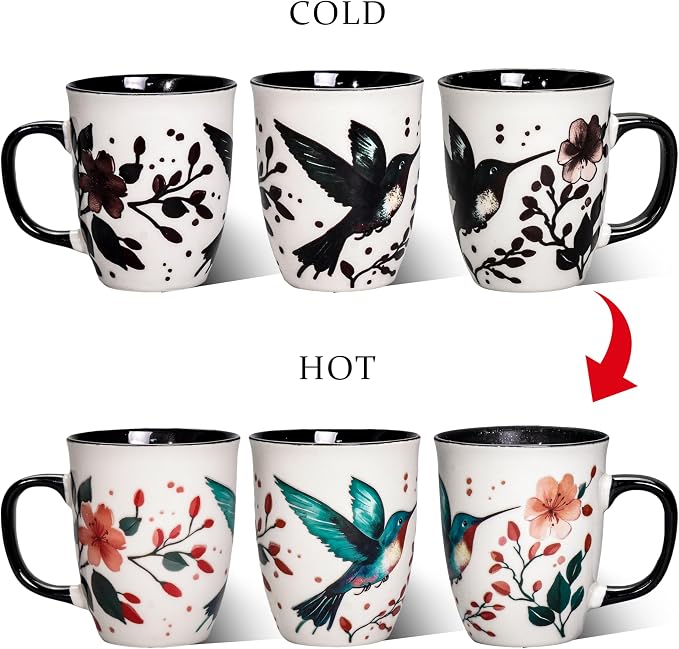 Hummingbird Coffee Mugs for Women - 16oz Ceramic Heat Reveal Cup, Floral Bird Coffee Mugs for Home Office, Hummingbird Gifts for Mothers' Day Birthday - Image 5