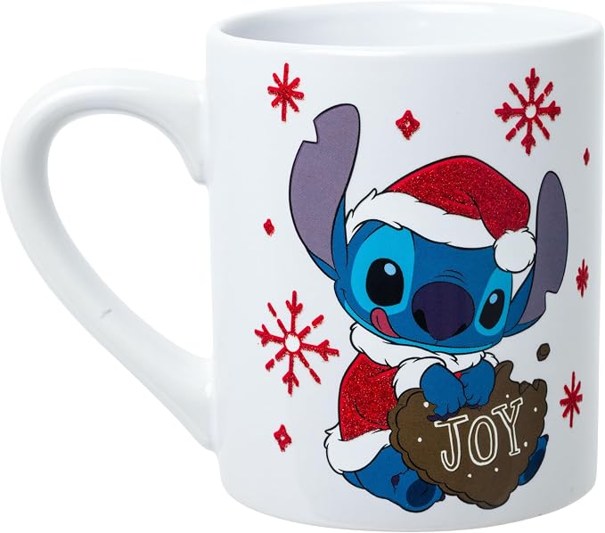 Silver Buffalo Disney Lilo and Stitch Santa Glitter, Ceramic Mug, 14oz | Dressed as, Christmas, Holiday Joy, 0.4 Liters - Image 2