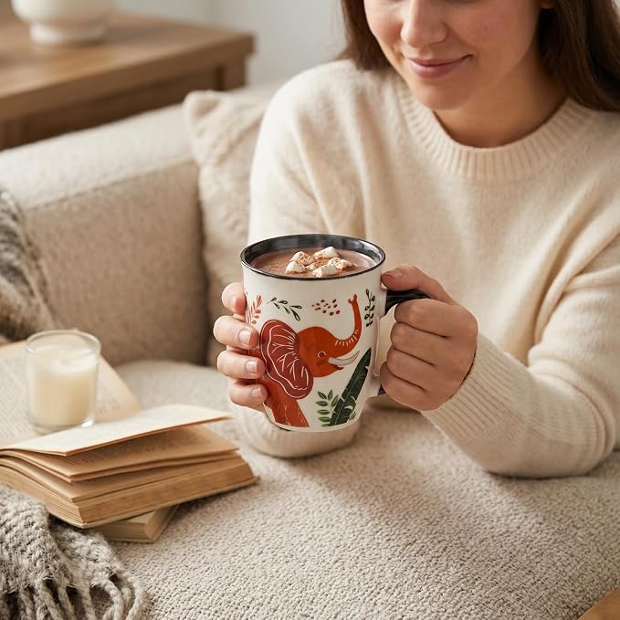 Elephant Mug - 16oz Safari Animal Heat Reveal Cup, Ceramic Tea Mugs for Home & Office, Unique Elephant Gifts for Women Men - Image 7