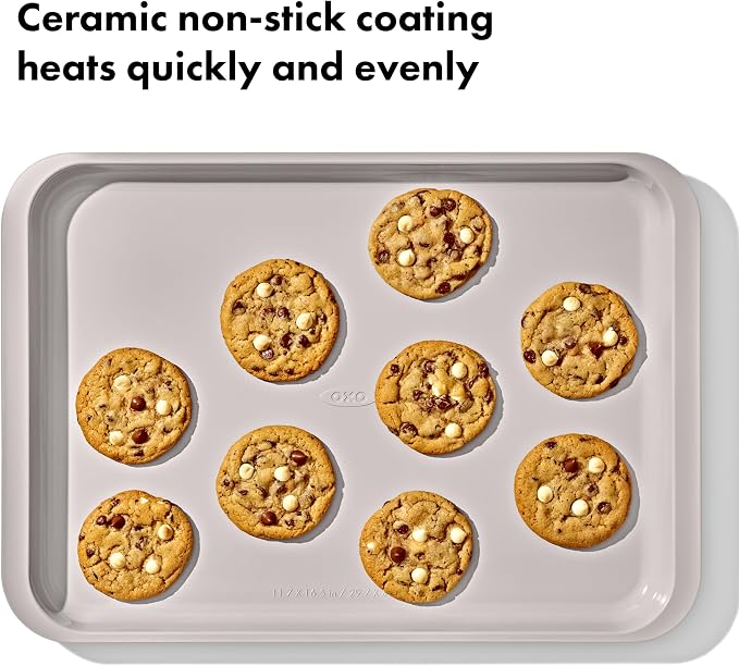 OXO Good Grips Non-Stick Pro Ceramic Coated Metal Bakeware Half Sheet Pan – Biscuit - Image 3