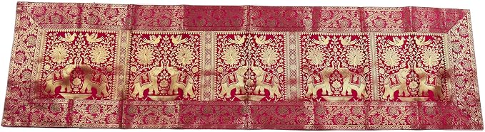 Indian Handmade Elephant Design Table Runner.Traditional Decorative Ethnic Kitchen Table Cloth for Wedding Bridal Birthday Party Decorations. 60 X 16 Inch Pink Color - Image 4
