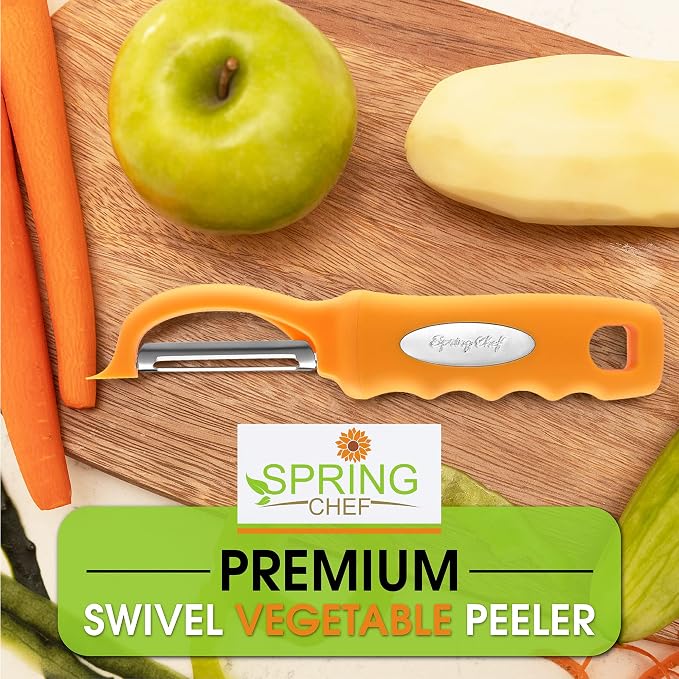 Spring Chef Swivel Potato Peeler with Soft Grip Handle, Set of 2, Mango | Premium Vegetable Peeler w/ Sharp Stainless Steel Blades, Multifunctional Food Peeler for Apple, Carrot, Cucumber, Fruit - Image 7