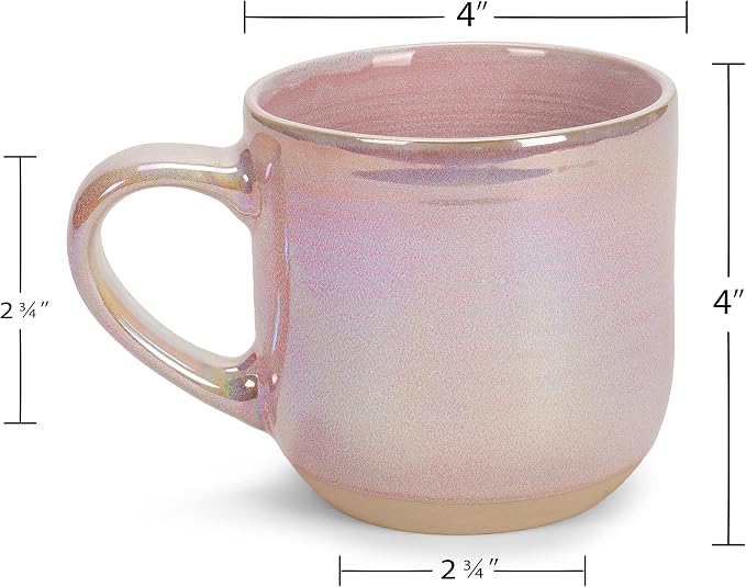 Elanze Designs Glossy Reactive Glaze Large 17 Fluid Ounce Everyday Kitchen Food Grade Ceramic Stoneware Coffee Mug Cup with Comfort Curved Handles, Set of 4, Rose Pink - Image 2