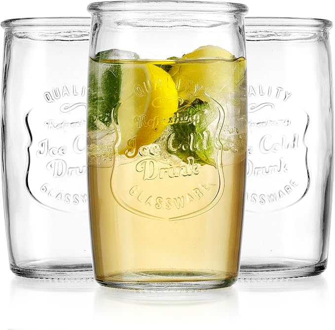 Glaver's Drinking Glasses Set of 4, Vintage Italian Style – Elegant 20 Oz Clear Tumbler Glassware Set– Genuine Artisan-Made for, Refreshing Drinks, Beverages, Cocktails. - Image 8