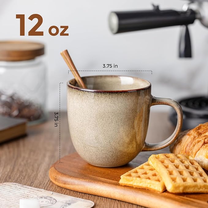 AmorArc 12oz Coffee Mugs, Ceramic Coffee Mugs set of 6 for Man, Woman, Dad, Mom, Modern Coffee Mugs with handle for Latte/Cappuccino/Milk/Cocoa. Dishwasher&Microwave Safe - Image 2