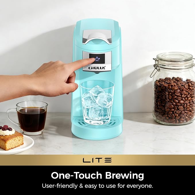 CHULUX Lite Single Serve Coffee Maker for K Cup with One Touch Brew, Cyan | Boiler Fast Heating System, Unique Split-Flow Nozzle, Designed for Standard Mugs, 5 to 12 oz Brew Sizes, Single Cup Reservoir - Image 4