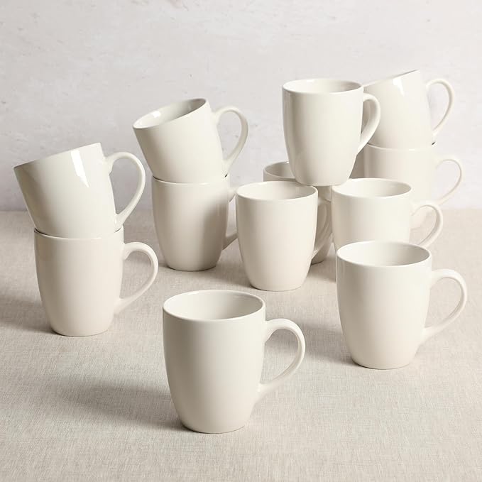 Gibson Home Great Essentials 12 Ounce Porcelain Coffee Mugs - Set of 12 - Cups for Latte, Hot Tea, Cappuccino, Mocha, Espresso, Cocoa - Image 2