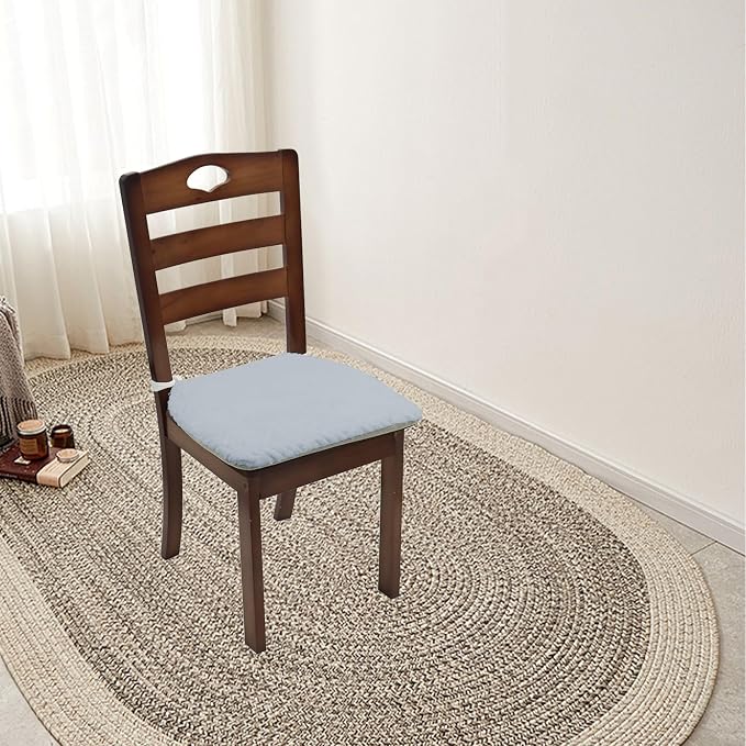 Plush Chair Cushion, Oval Chair Cushion Pad,Ultra Soft Nonslip Seat Pad,Comfortable Chair Cushion Cover,2PCS Memory Foam Chair Seat Cushion for Home Office Kitchen Dining Chairs Baby Blue - Image 7