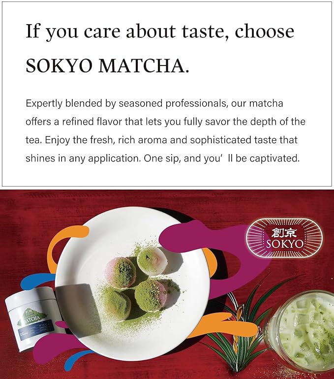 SOKYO ceremonial matcha powder series Rich and full-bodied flavor powdered green tea Japanese matcha (3.52oz / 100g, Fuji Ceremonial Q)