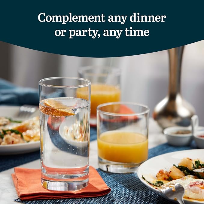 Province Tumbler & Rocks Beverage Glasses Set of 24, Clear Glass Cups | 15.2 oz and 11.1 oz Capacities for Water, Juice, Cocktails, and More with Lightweight Design and Dishwasher-Safe Cleanup - Image 2