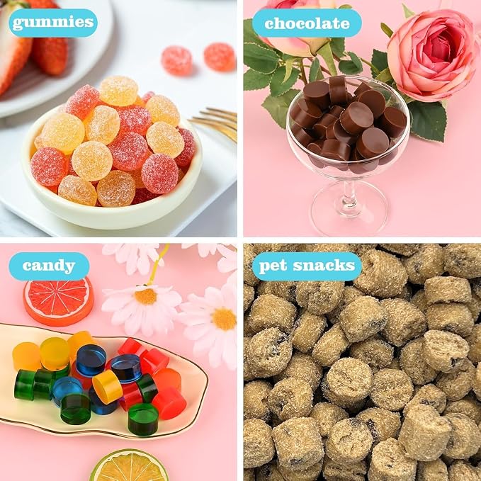 3pcs Round Candy Molds Silicone Molds for Hard Candy, Gummy, Caramels, Chocolate, Ganache, Ice Cubes, 220 Cavity - Image 6