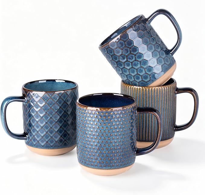 GBhome 16oz Coffee Mugs Set of 4, Large Stoneware Coffee Mugs, Dishwasher & Microwave Safe by GBhome