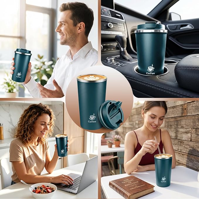 17oz Travel Coffee Mug ,Leakproof Vacuum Coffee Cup Insulated Tumbler | 304 Stainless Steel, Double-Wall Vacuum Insulated, Leakproof, Fits Hot & Cold Drinks Car Cup Holders, Travel, Office - Image 7