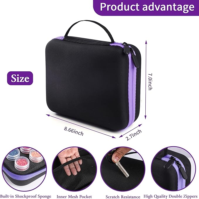 LYMUSUMI 30 Slots Diamond Art Storage Containers for Adults Portable Bead Storage Boxes for Diamond Painting Accessories and Tools（Purple）