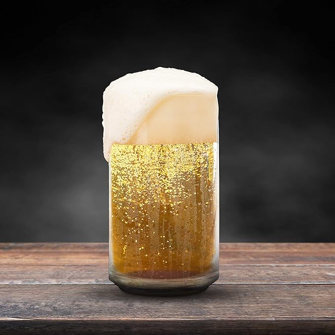 DISCOUNT PROMOS Beer Can Glasses Set of 10, 16 oz. Pint Sized, Soda Can Shape, Glassware, Black