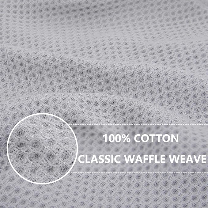 Homaxy 100% Cotton Waffle Weave Kitchen Dish Cloths 6-Pack, Light Gray | 12 x 12 Inches, Ultra Soft Absorbent Dish Towels, Quick Drying Dish Rags with Hanging Loop - Image 2