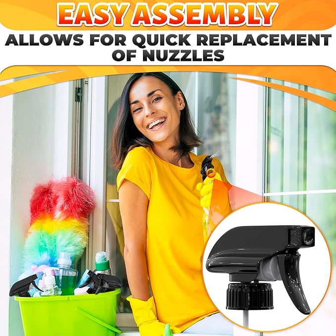 4 Pcs Spray Nozzle for Bottles - Spray Bottle Tops Replacement, Durable Plastic, Adjustable Length, 2 Spray Modes, Fits 8 Oz and 16 Oz Bottles, Good Sealable Fit for Home and Garden Use