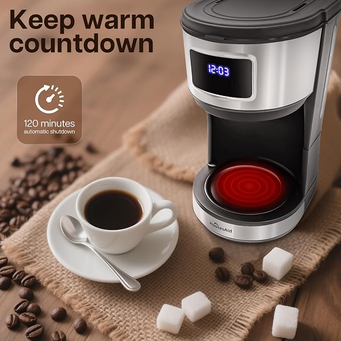 12 Cup Programmable Drip Coffee Maker, Touchscreen Brewer | 2Hour Keep-Warm Function, 2Hour Auto Shut-Off, Built-In Permanent Filter for Daily Household Coffee Brewing,Stainless Steel - Image 4