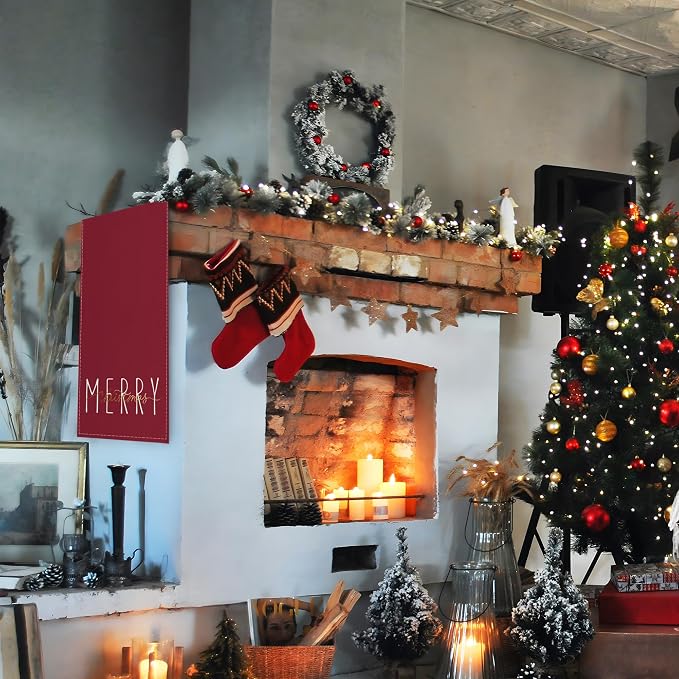 ONWAY Merry Christmas Gold Table Runner Winter Xmas Holiday Kitchen Dining Farmhouse Table Decor for Indoor Outdoor Home Party Decorations 13x72 Inch Red - Image 4