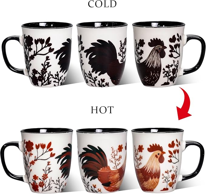 Chicken Mug - 16oz Farmhouse Heat Sensitive Cup, Rooster Tea Mugs for Kitchen, Novelty Coffee Mugs for Women, Chicken Themed Gifts for Christmas - Image 5