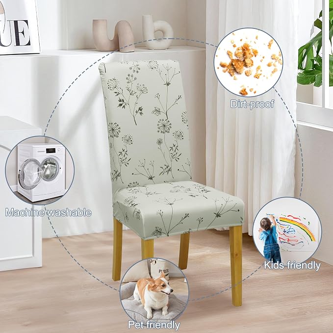 Dining Chair Covers, Stretch Seat Covers, Washable Furniture Protector | 6 Pack, Washable, Stretch Fit, Soft, Non Slip, Dining Chair Covers, Seat Protector, Furniture Protector - Image 6