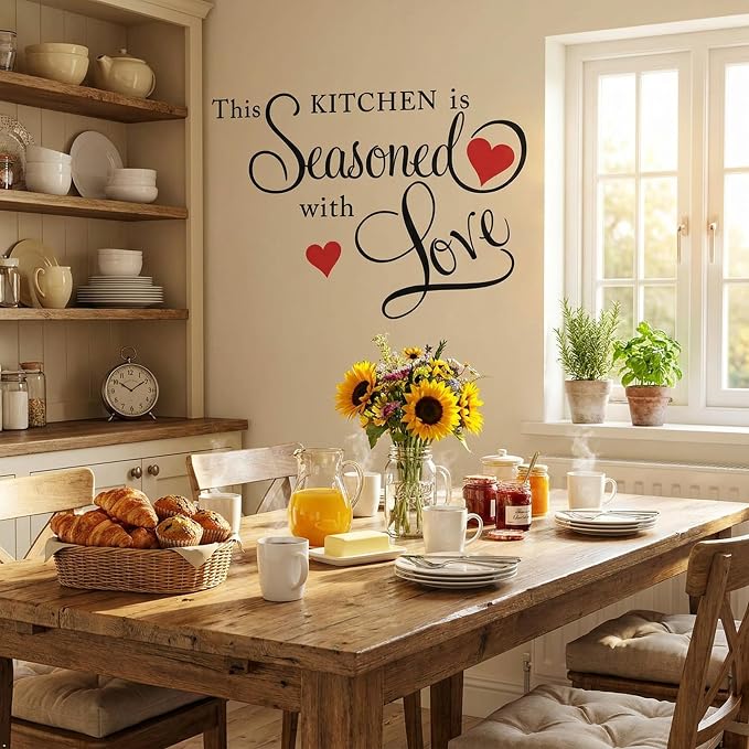 Picniva This Kitchen is Seasoned with Love Wall Decal - 15 x 22 Inch Black Vinyl Quote Sticker for Dining Room, Restaurant, and Farmhouse Decor - Image 8
