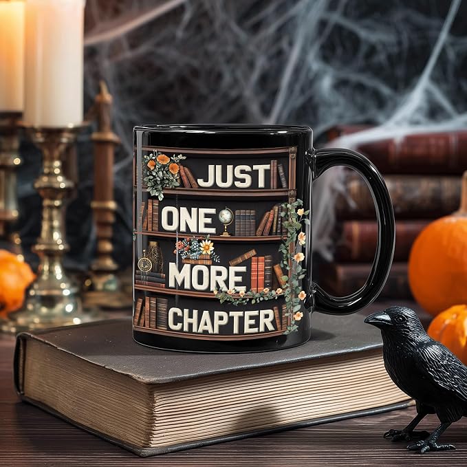 Hyturtle Cute Ghost Reading Mug Gifts on Birthday Halloween for Book Lovers | Just One More Chapter, Funny Book 11oz Ceramic Mug For Readers, Bookish Gifts, Vivid double-sided print, Comfort grip handle - Image 7
