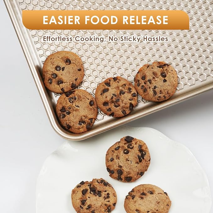 Baking Sheet Pan Set of 3, Nonstick Carbon Steel Cookie Sheets with Texture | Commercial Half/Quarter/Jelly Roll Pans Replacement Toaster Oven Tray, Heavy Duty & Easy Clean - Image 6