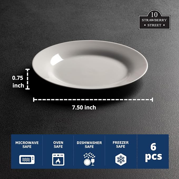 10 Strawberry Street Simply White 7.5" Round Salad Plate, Set of 6 - Image 6