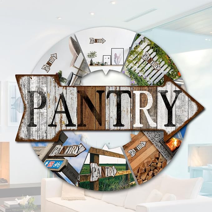 Mukuko Pantry Sign, Farmhouse Kitchen Wall Sign for Home, Restaurant, laundry, Coffee Shop, 6" x 18" Arrow Tin Metal Sign - Image 6