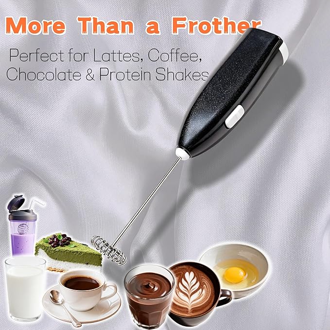 3-Pack Milk Frother, Powerful Handheld Drink Mixer with Stainless Steel Whisk, Battery Operated Frother Wand for Coffee