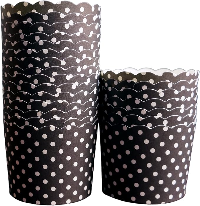 Paper Baking Cups (Polka Dots), Greaseproof Disposable Cupcake Liners (Black, Large Cups (50-Pack)) - Image 4