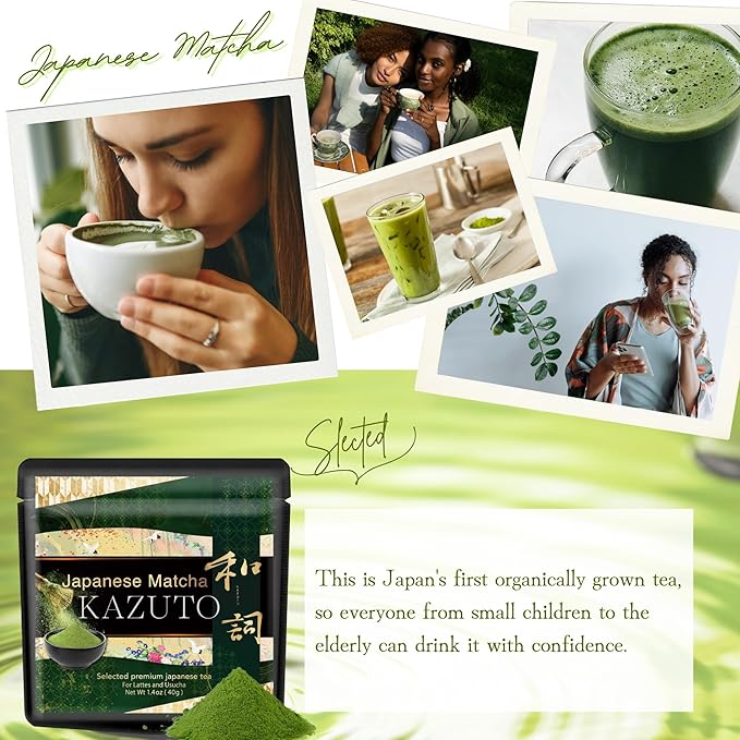 Kazuto Matcha powder Selected Premium Japanese Green Tea for Lattes and Usucha Superior Premium Grade Authentic Japanese First Harvest from Japan Antioxidants Unsweetned