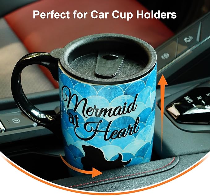 Topadorn 17oz Ceramic Travel Mug with Lid and Handle, Porcelain Coffee Cup with Gift Box, Microwave & Dishwasher Safe, Leak-Proof, for Latte, Tea, Cocoa, Milk, Home & Office - Image 3