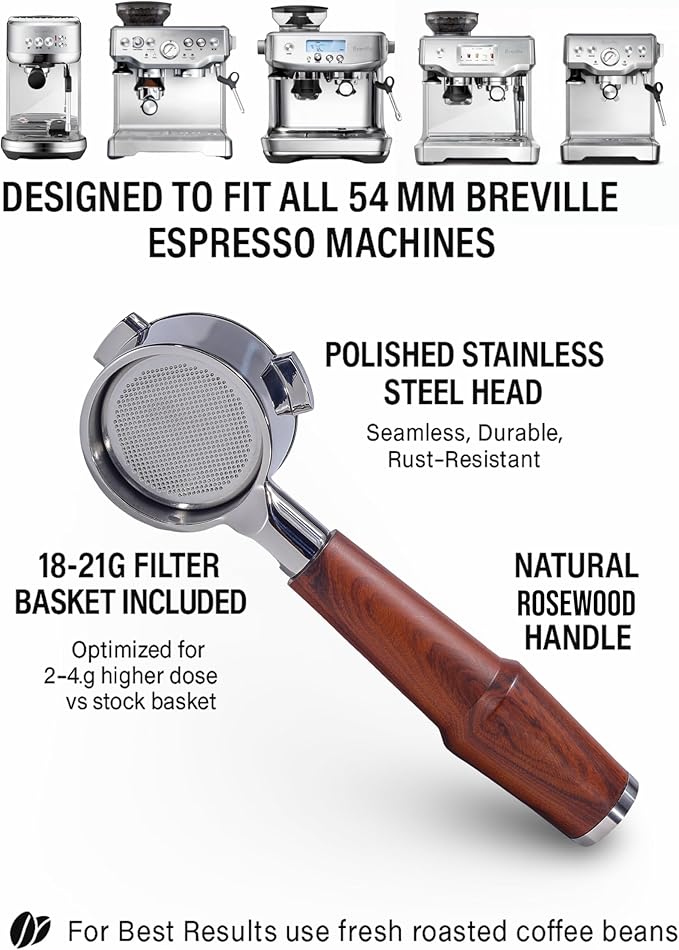 54mm Espresso Accessories Kit Calibrated Tamper, Distribution Tool, Bottomless Portafilter with Basket, Tamping Station Organizer & Coffee Scale Compatible with Breville