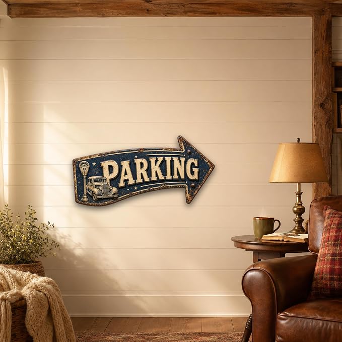 Parking Right-Pointing Arrow Sign — Die-Cut Metal Directional Wall Decor | powder-coated metal, vintage, durable print, ready to hang - Image 5