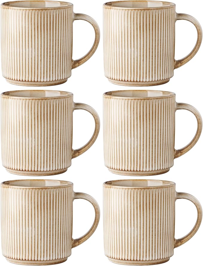 GBhome Coffee Mugs Set of 6，16 oz Coffee Cups with Handle | Cups for Latte, Tea, Cocoa & Milk, Ideal for Daily Use & Gifts, Microwave & Dishwasher Safe, Cappuccino by GBhome