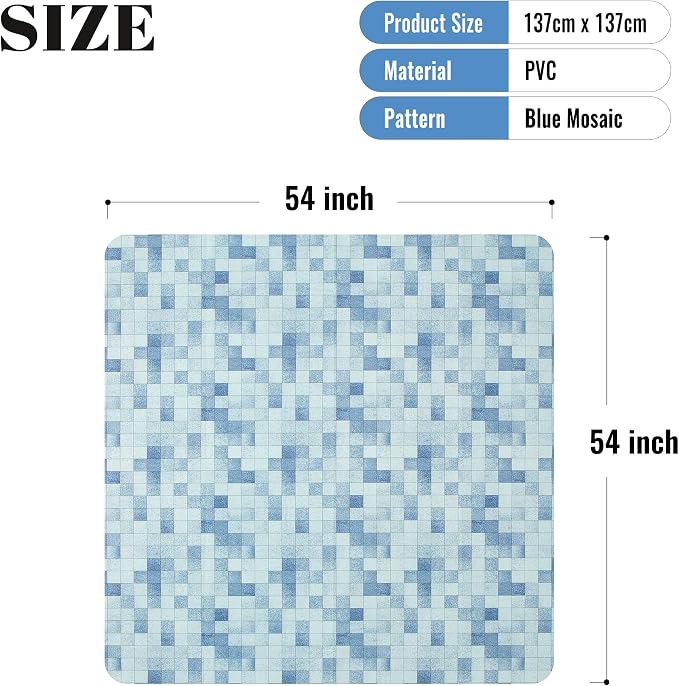 FIFTY FEET 54X54 Inch Square Tablecloth, Vinyl Tablecloth with Flannel Backing Waterproof Table Cloth, Spill Proof Picnic Table Cover for Outdoor/Indoor/Camping/Dining(Blue Plaid) - 2 Packs - Image 5
