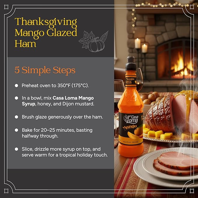Casa Loma Premium Mango Syrup – 750 ml Authentic Colombian Gourmet Artisan Crafted Syrup Sauce for Beverages, Desserts, Cooking & Mixology, Made with Real Fruit, Vegan, Non-GMO, and Gluten-Free