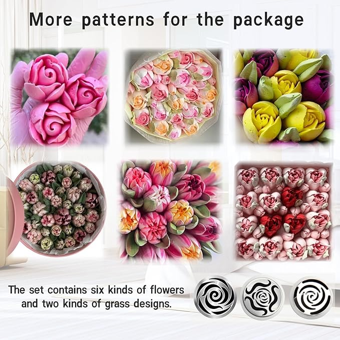 11 PCS Extra Large Russian Piping Tips Set，Stainless Steel Flower Nozzles Baking Tips for Cake Decorating for Cake Decorating Icing, Cream Bouquet DIY Cookies, Desserts Baking Tools(XXL, 6A)
