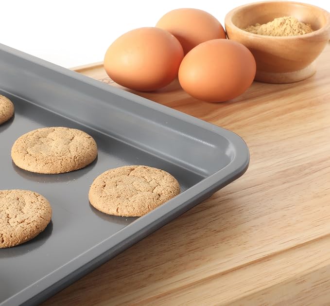 Calphalon Legacy 13 x 9 Inch PFA Free Nonstick Cookie Sheet Baking Pan in Blue, Durable Heavy Gauge Steel Bakeware for Even Heating, Oven Safe Baking Tray for Cookies - Image 4