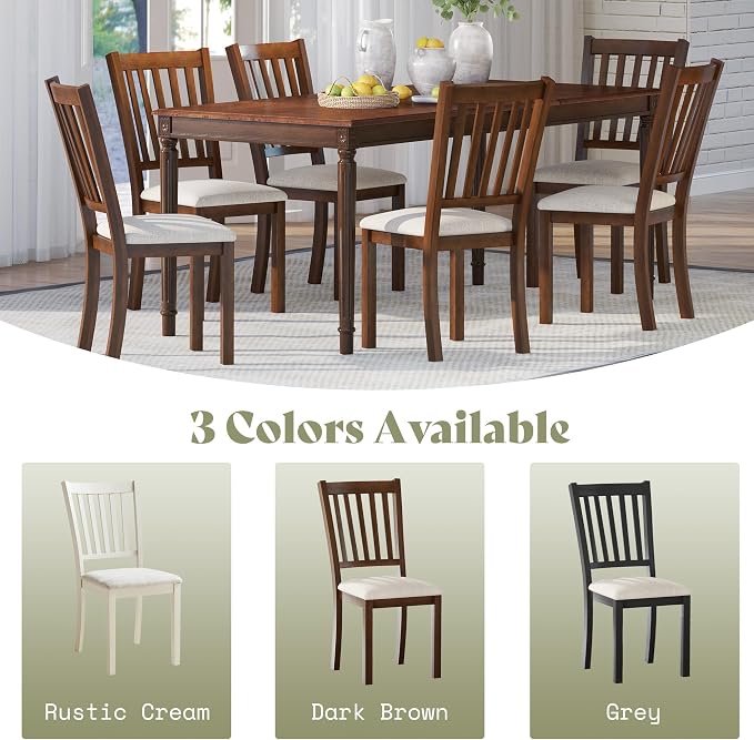 AMERLIFE Set of 8 Farmhouse Upholstered Dining Chairs with Wood Legs, Brown | Curved Back Design, Padded Dining Chairs, Solid Wood Legs, Dining Room Seating, Dark Brown Finish - Image 8